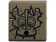Part No: 3068pb2593  Name: Tile 2 x 2 with Black and Dark Bluish Gray Idol Head, Round Open Mouth on Stone Background Pattern (Sticker) - Set 77015