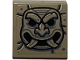 Part No: 3068pb2594  Name: Tile 2 x 2 with Black and Dark Bluish Gray Idol Head, Frowning with Fangs on Stone Background Pattern (Sticker) - Set 77015
