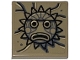 Part No: 3068pb2595  Name: Tile 2 x 2 with Black and Dark Bluish Gray Idol Head, Sad Sun on Stone Background Pattern (Sticker) - Set 77015