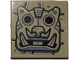 Part No: 3068pb2596  Name: Tile 2 x 2 with Black and Dark Bluish Gray Idol Head, Fangs and Pierced Nose on Stone Background Pattern (Sticker) - Set 77015