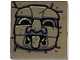 Part No: 3068pb2598  Name: Tile 2 x 2 with Black and Dark Bluish Gray Idol Head, Fangs and Tongue Sticking Out on Stone Background Pattern (Sticker) - Set 77015