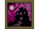 Part No: 3068pb2635  Name: Tile 2 x 2 with Picture of Black Haunted Mansion Silhouette and White Moon on Magenta and Dark Pink Background Pattern