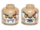 Part No: 3626cpb0882  Name: Minifigure, Head Dual Sided Alien Chima Lion with Fangs, Bright Light Orange Eyes, Dark Red Scar, Closed Mouth / Open Mouth Pattern - Hollow Stud