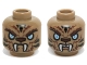 Part No: 3626cpb1467  Name: Minifigure, Head Dual Sided Alien Chima Tiger with Fur, Fangs, Light Blue Eyes and Black Stripes, Neutral / Angry Pattern (Strainor) - Hollow Stud
