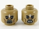 Part No: 3626cpb2627  Name: Minifigure, Head Dual Sided Alien White Diamond, Cheek Lines, Neutral / Angry Pattern - Hollow Stud