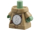 Part No: 7789pb02  Name: Body Baby / Toddler Long Robe with Fixed Arms with Molded Sand Green Neck and Hands and Printed Reddish Brown Strap and Silver SW Beskar Rondel with Mudhorn Signet Pattern