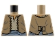Part No: 973pb0643  Name: Torso Merchant Vest Open with Gold Buttons over Tan Shirt, Sand Blue Sash, Nougat Neck Pattern