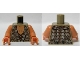Part No: 973pb1541c01  Name: Torso LotR Vest with Woven Tan and Dark Tan Fabric and Dark Brown Laces Pattern / Nougat Arms / Nougat Hands