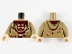 Part No: 973pb4023c01  Name: Torso Jacket with Buttons, Pockets and Dark Red Shirt with Tan Stripes Pattern / Dark Tan Arms / Light Nougat Hands