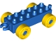 Part No: 11248c01  Name: Duplo Car Base 2 x 6 with Open Hitch End and Yellow Wheels with Fake Bolts