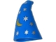 Part No: 17349pb01  Name: Minifigure, Headgear Hat, Cone Drooping, Wizard with Silver Stars and Gold Crescent Moon Pattern