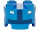 Part No: 17485pb017  Name: Brick, Round 2 x 2 with Pin Holes with Two White Rectangles and Dark Blue Inverted T-Shape Pattern (Super Mario Blue Toad Pit Crew Torso)
