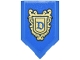 Part No: 22385pb402  Name: Tile, Modified 2 x 3 Pentagonal with Stylized Capital Letter D on Gold Ornate Crest Pattern (Sticker) - Set 43302