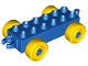 Part No: 2312c01  Name: Duplo Car Base 2 x 6 with Open Hitch End and Yellow Wheels