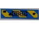 Part No: 2431pb0239  Name: Tile 1 x 4 with Blue and Yellow Danger Stripes, 'ADU' and 3 Laser Burns Pattern (Sticker) - Set 7052