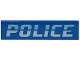 Part No: 2431pb0665  Name: Tile 1 x 4 with Bright Light Blue and White 'POLICE' Pattern