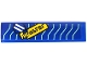 Lego part: Tile 1 x 4 with Black 'master' on Yellow Background, White Stripes in Circle and Yellowish Green Lines Pattern (Sticker) - Set 71709