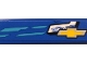 Lego part: Tile 1 x 4 with Medium Azure Stripes and Yellow and Silver Chevrolet Logo Pattern Model Left Side (Sticker) - Set 75891