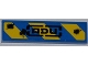 Part No: 2431pb239  Name: Tile 1 x 4 with Blue and Yellow Danger Stripes, 'ADU' and 3 Laser Burns Pattern (Sticker) - Set 7052