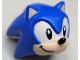 Part No: 27456pb02  Name: Minifigure, Head, Modified Hedgehog, Sonic with Molded Light Nougat Face and Inner Ears and Printed Black Eyes on White Background, Black Nose and Grin to Right Pattern