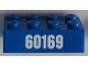 Part No: 3001pb179  Name: Brick 2 x 4 with White '60169' on Blue Background Pattern (Sticker) - Set 60169