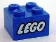 Part No: 3003px3  Name: Brick 2 x 2 with Lego Logo Closed O Style White with Black Outline Pattern