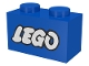 Part No: 3004p50  Name: Brick 1 x 2 with LEGO Logo Open O Style White with Black Outline Pattern