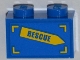 Part No: 3004pb113L  Name: Brick 1 x 2 with 'RESCUE' on Yellow Arrow Pattern Model Left Side (Sticker) - Set 4439