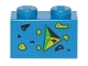 Part No: 3004pb192  Name: Brick 1 x 2 with Black, Green, and Lime Splotches and Triangle Pointing Right Pattern (Sticker) - Set 70839