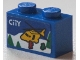 Part No: 3004pb272  Name: Brick 1 x 2 with 'CITY', Yellow Rescue Helicopter, Snow, Trees and Red Minifigure Silhouette Pattern (Sticker) - Set 40346