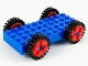 Part No: 30076c02  Name: Brick, Modified 4 x 10 with 4 Pins with 4 Red Wheel FreeStyle with Technic Pin Hole and 4 Black Tire 24mm D. x 8mm Offset Tread - Interior Ridges (30076 / 6248 / 3483)