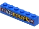 Part No: 3009pb003  Name: Brick 1 x 6 with Red Stripes and V8 Power logo Pattern