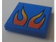 Part No: 3068pb0671  Name: Tile 2 x 2 with Orange Flames on Blue Background Pattern (Sticker) - Set 8154
