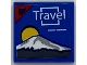 Part No: 3068pb2734  Name: Tile 2 x 2 with White 'Travel' and Square, Yellow Sun and Snowy Mountain Pattern (Sticker) - Set 76294