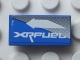 Part No: 3069pb0019L  Name: Tile 1 x 2 with White Arrow Left and 'XRFUEL' on Blue and Gray Pattern (Sticker) - Set 8662