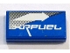 Part No: 3069pb0019R  Name: Tile 1 x 2 with White Arrow Right and 'XRFUEL' on Blue and Gray Pattern (Sticker) - Set 8662