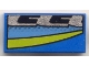 Part No: 3069px56  Name: Tile 1 x 2 with Medium Blue, Black, Silver, and Yellow Stripes Pattern Model Left Side