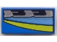 Part No: 3069px57  Name: Tile 1 x 2 with Medium Blue, Black, Silver, and Yellow Stripes Pattern Model Right Side