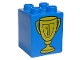 Part No: 31110pb005  Name: Duplo, Brick 2 x 2 x 2 with Trophy Cup Number 1 in Shield Pattern
