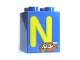 Part No: 31110pb056  Name: Duplo, Brick 2 x 2 x 2 with Letter N and Nest Pattern