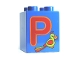 Part No: 31110pb058  Name: Duplo, Brick 2 x 2 x 2 with Letter P and Parrot Pattern