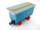 Part No: 3443c06  Name: Train Battery Box Car with Two Contact Holes, Red Switch Lever, Blue and Red Magnets, Red Wheels, and Light Gray Roof