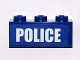 Part No: 3622pb067  Name: Brick 1 x 3 with White 'POLICE' Bold Narrow Small Font on Blue Background Pattern (Sticker) - Set 4438
