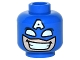 Part No: 3626pb1530  Name: Minifigure, Head Male Mask with Eye Holes White and Letter A on Forehead, Grin with Teeth Pattern (Captain America)