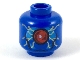 Part No: 3626pb2219  Name: Minifigure, Head Alien with Large Red Eye in Dark Azure Panel, Gold Circuitry Pattern