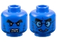 Part No: 3626pb3464  Name: Minifigure, Head Dual Sided Alien Black Bushy Eyebrows, Dark Blue Fur, White Lower Fangs, Open Mouth Scowl with Teeth Parted / Grin with Glasses Pattern