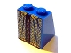 Part No: 3678bpb060  Name: Slope 65 2 x 2 x 2 with Bottom Tube with Minifigure Dress / Skirt / Robe, Gold and Dark Blue Pattern