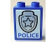 Part No: 4066pb281  Name: Duplo, Brick 1 x 2 x 2 with Silver Star Badge and 'POLICE' on White Background Pattern