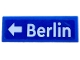 Part No: 63864pb242  Name: Tile 1 x 3 with White Arrow and 'Berlin' Pattern (Sticker) - Set 77012