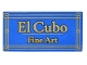 Part No: 87079pb1076  Name: Tile 2 x 4 with Gold 'El Cubo Fine Art' and Geometric Frame Pattern